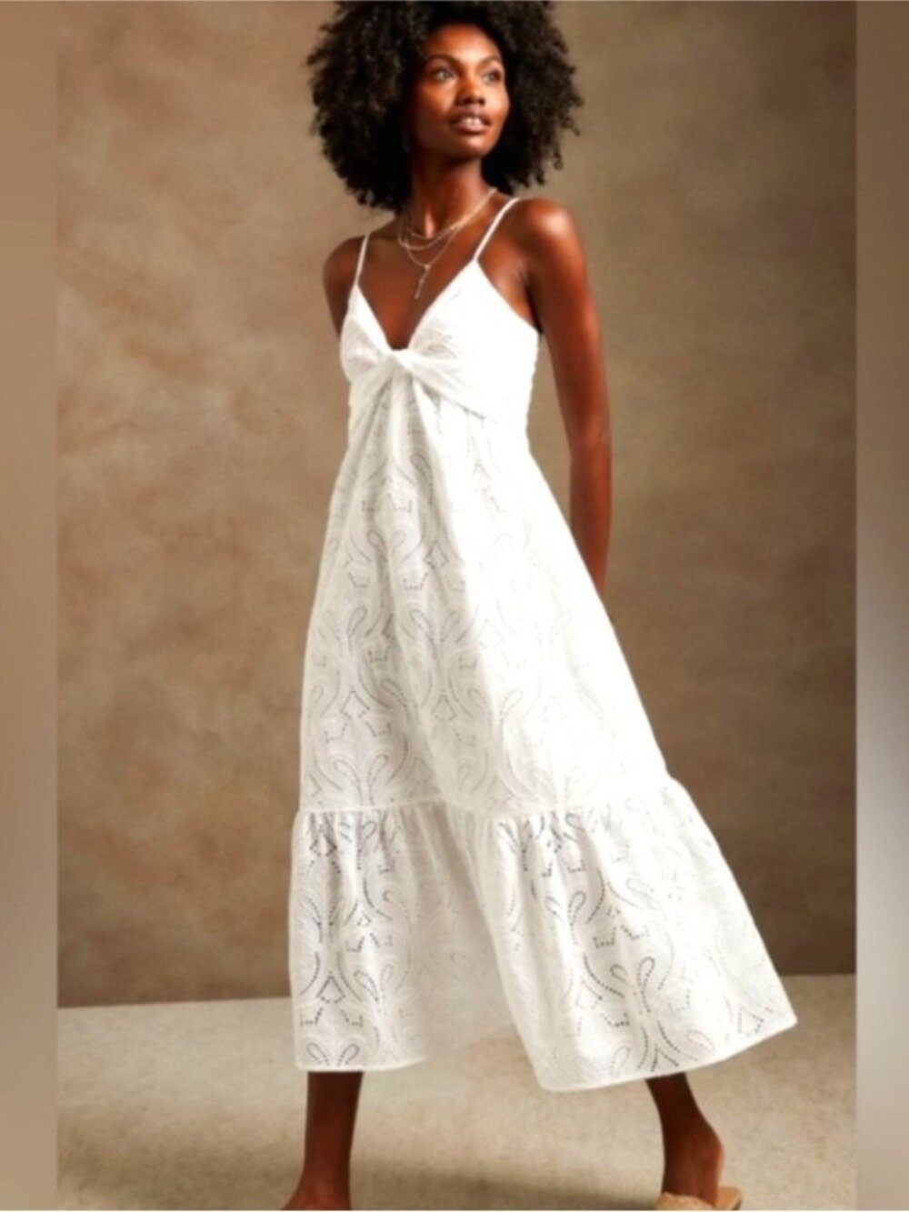Banana Republic White Eyelet Midi Dress - Size S (perfect for graduation!)